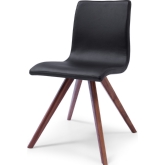 Olga Dining Chair in Black Leatherette on Natural Walnut Solid Wood Legs (Set of 2)